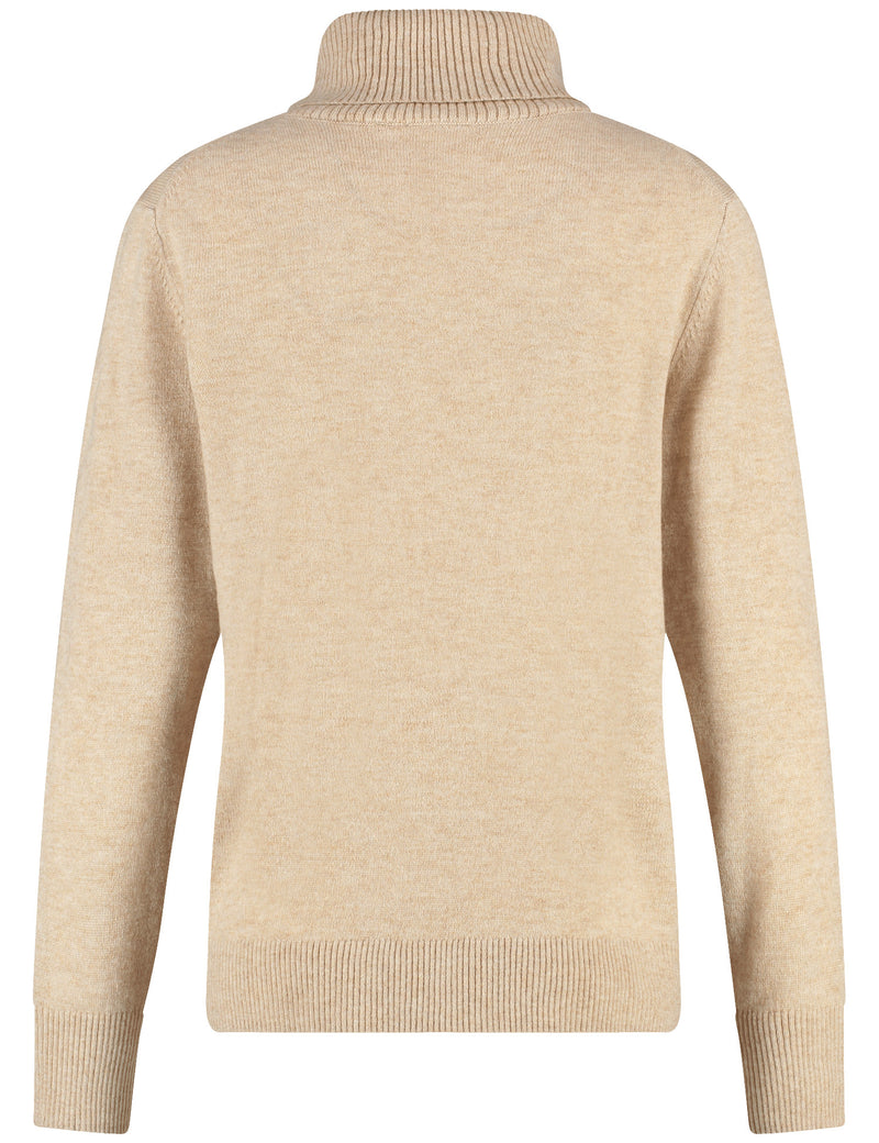 Flower Power PoloNeck Jumper - Taupe Melange
