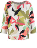 Botanical Boost SS T-Shirt - White/coral/indigo