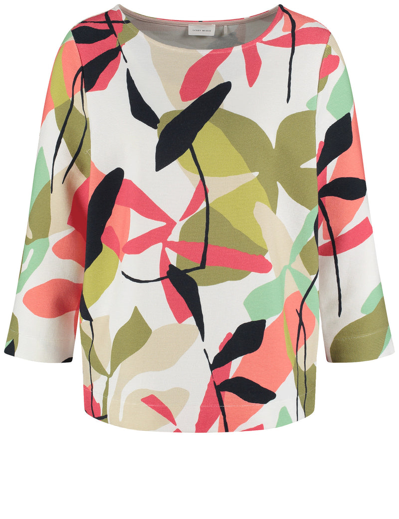 Botanical Boost SS T-Shirt - White/coral/indigo