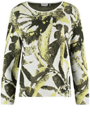 Botanical Boost Print Jumper - Off White/moss Leaf