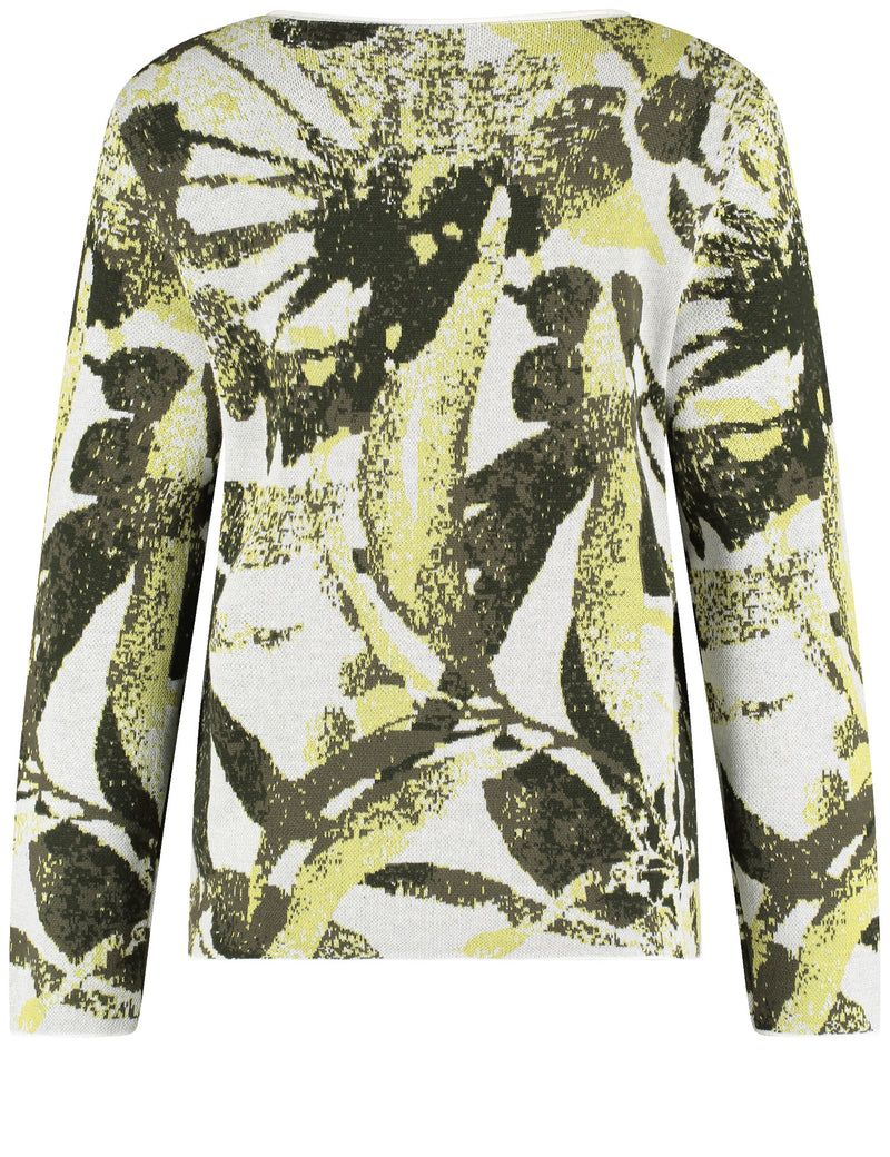 Botanical Boost Print Jumper - Off White/moss Leaf