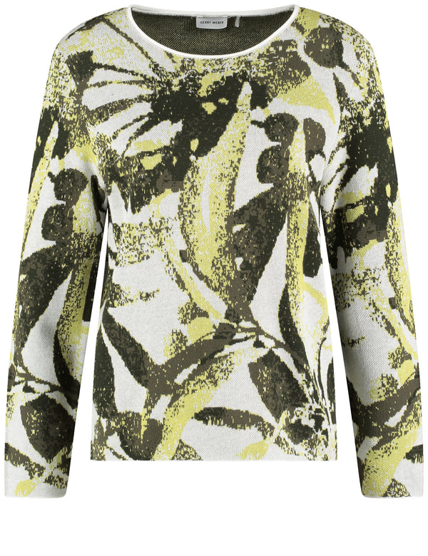 Botanical Boost Print Jumper - Off White/moss Leaf