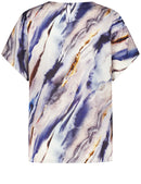 Blue Moon Short Sleeve Blouse - Beige/blue