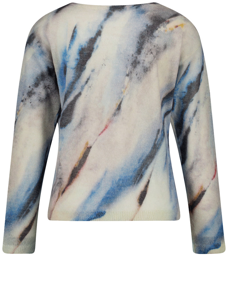 Blue Moon Print Jumper - Beige/blue Print