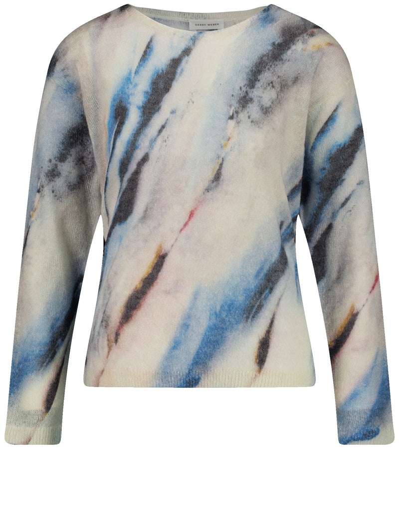 Blue Moon Print Jumper - Beige/blue Print