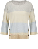 Blue Moon 3/4 Sleeve Stripe Jumper - Sandshell/silver/cloud