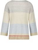 Blue Moon 3/4 Sleeve Stripe Jumper - Sandshell/silver/cloud