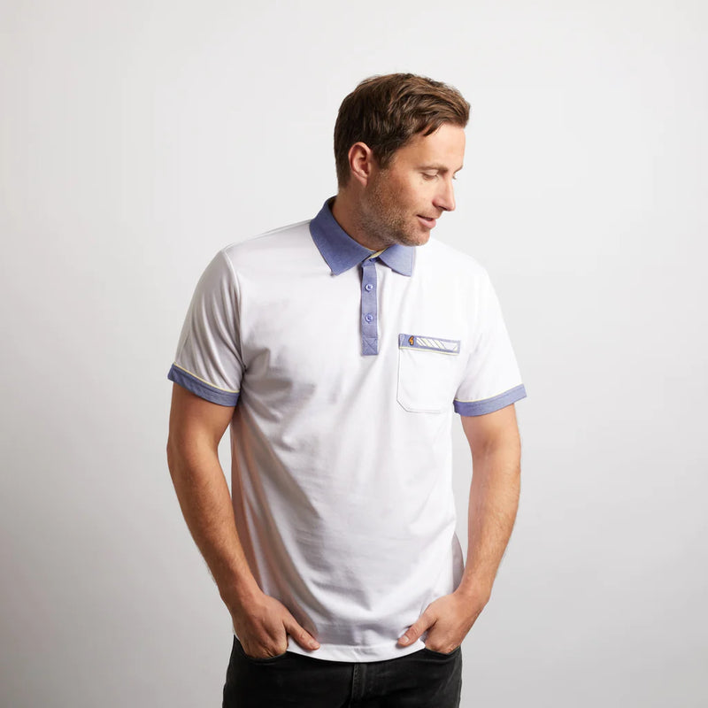 Patterned Polo - White
