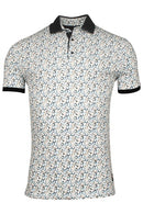 Genardi Graphic Print Polo - Dark Navy