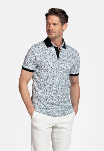 Genardi Graphic Print Polo - Dark Navy