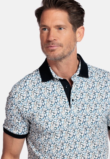 Genardi Graphic Print Polo - Dark Navy