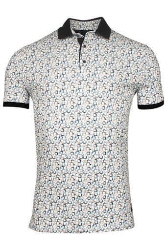 Genardi Graphic Print Polo - Dark Navy