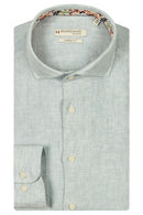 Row Cutaway Linen Blend Shirt - Light Blue