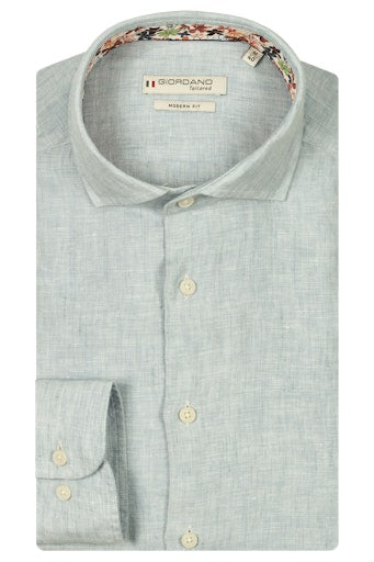 Row Cutaway Linen Blend Shirt - Light Blue