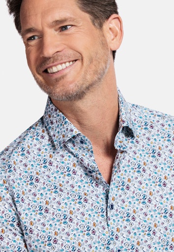 Maggiore Flower Print Shirt - Light Blue