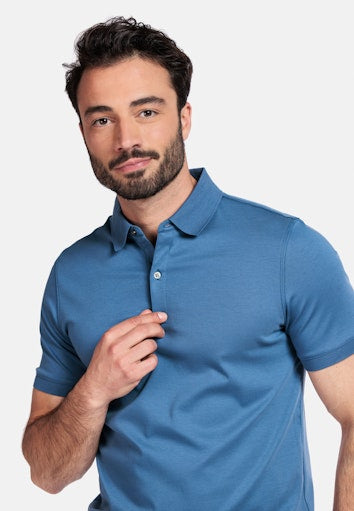 Lino Liquid Cotton Polo Shirt - Denim Blue