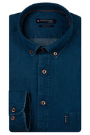 Dino Washed Denim Button Down Shirt - Dark Navy