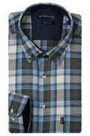 Dino Brushed Check Button Down Shirt - Dark Navy
