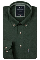 Dino Flannel Twill Button Down Shirt - Dark Green