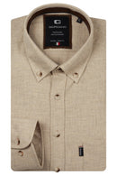 Dino Flannel Twill Button Down Shirt - Beige