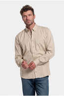 Dino Flannel Twill Button Down Shirt - Beige