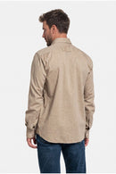 Dino Flannel Twill Button Down Shirt - Beige