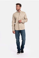 Dino Flannel Twill Button Down Shirt - Beige