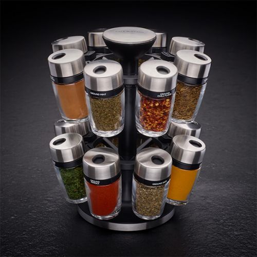 Herb & Spice Carousel Set With 16 Filled Jars