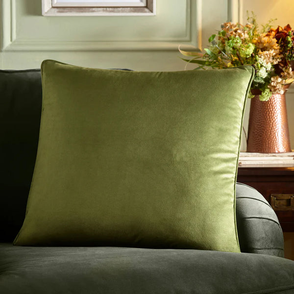 Harlan Velvet Cushion 55x55CM - Olive Green