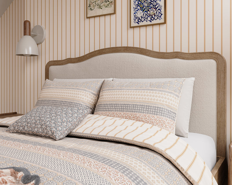 Folk Stripe Duvet Cover Set - Graphite/Copper