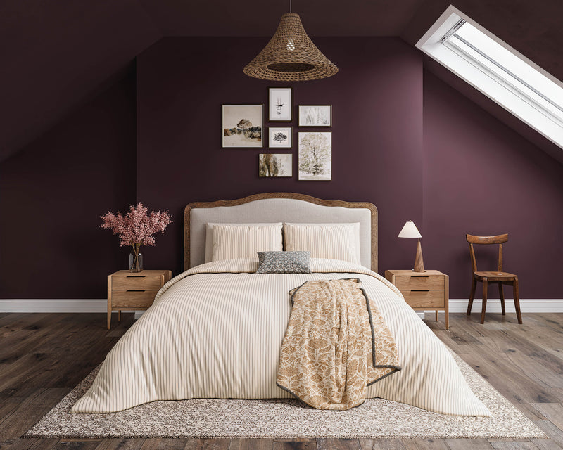 Ticking Stripe Duvet Cover Set - Graphite/Copper