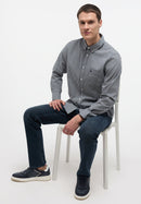 Clemens Gingham Shirt - Grey Gingham Check