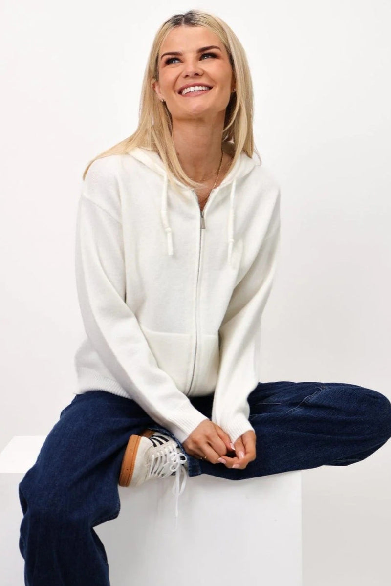 Hope Hoodie Zip Cardigan - White