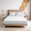 100% Linen Stonewashed Fitted Sheet - White