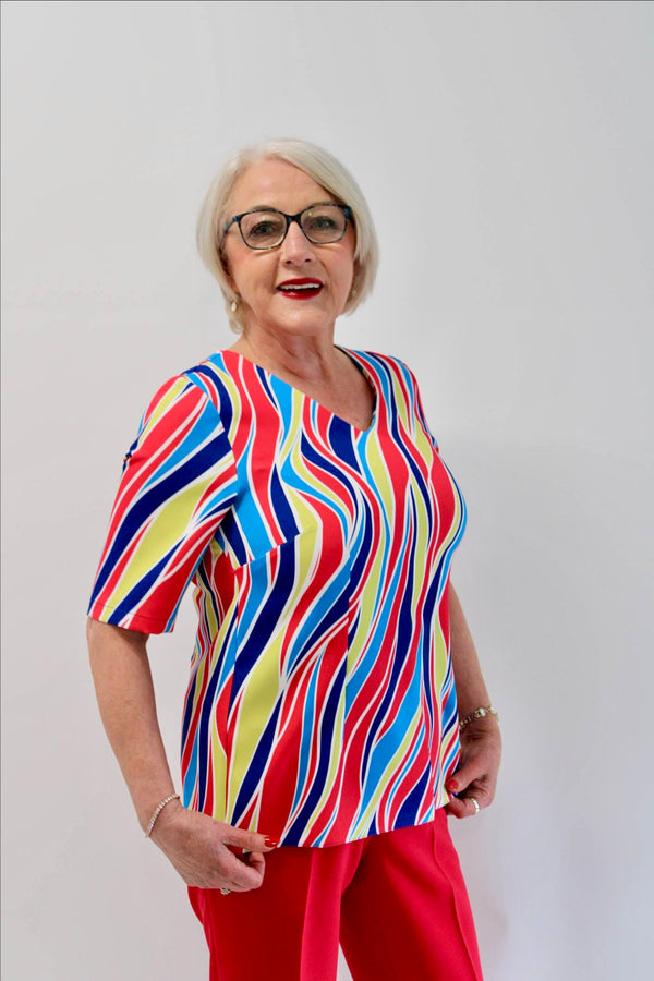 V neck Blouse - Coral