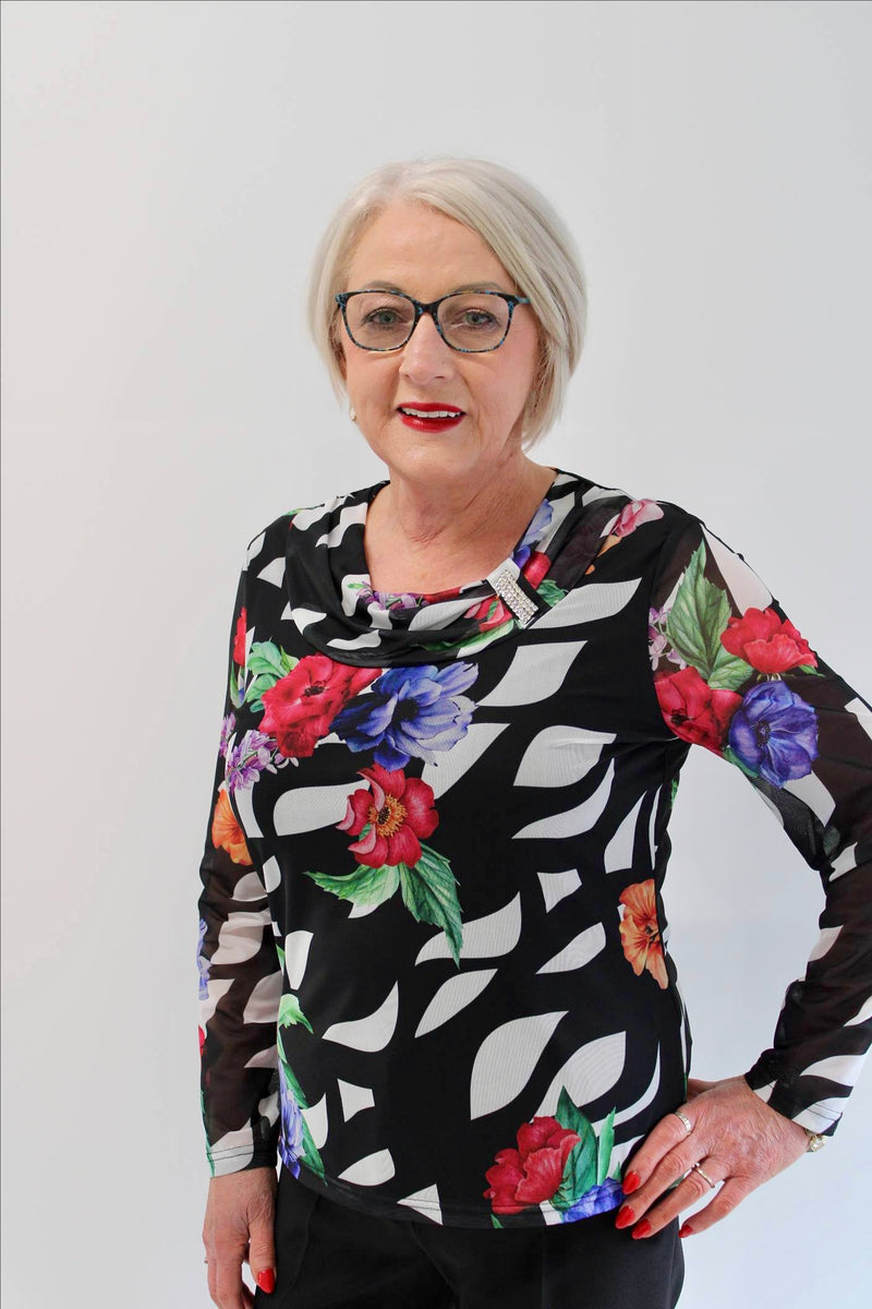 Print Blouse - Black