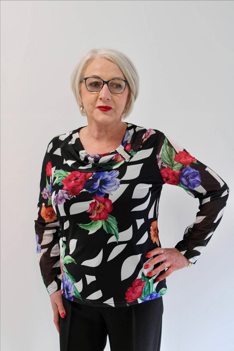 Print Blouse - Black