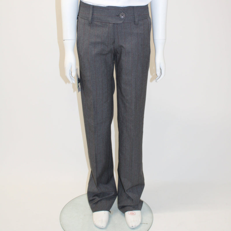 Pinstripe School Trouser - Grey/wine