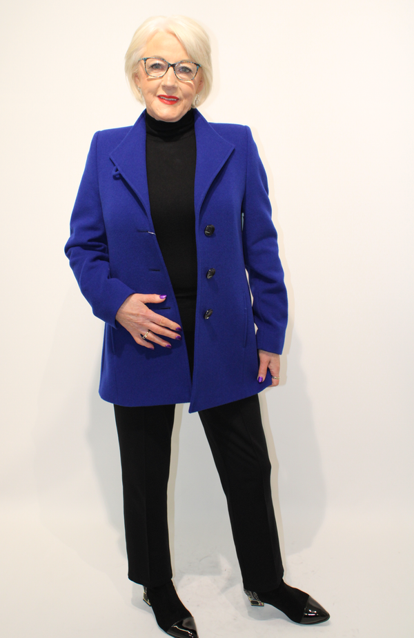 Revere Neck Coat - Electric Blue