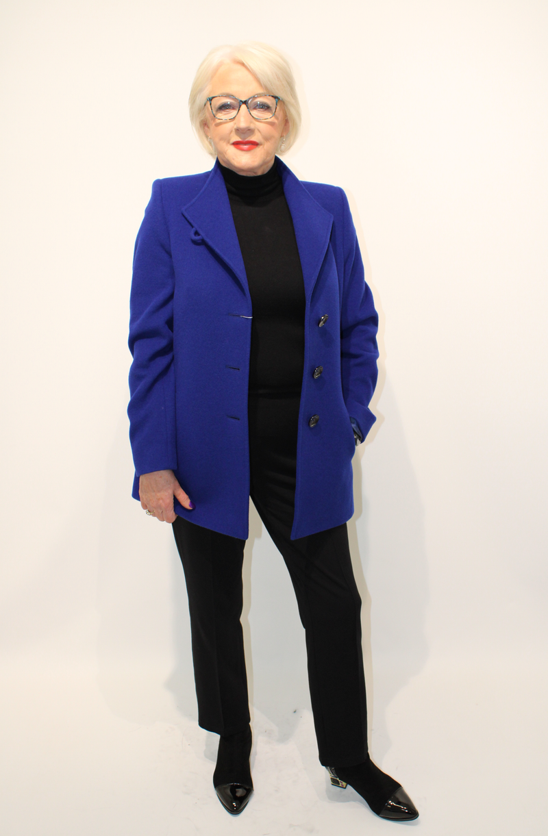 Revere Neck Coat - Electric Blue
