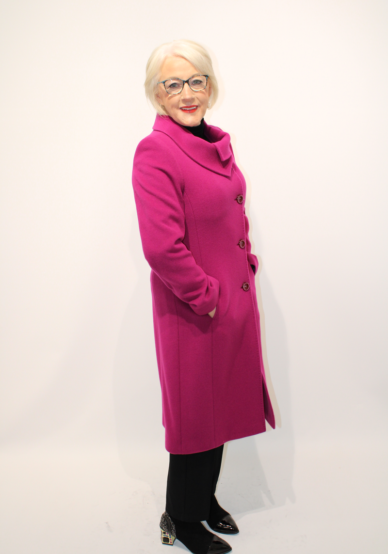 Shawl Collar Coat - Magenta