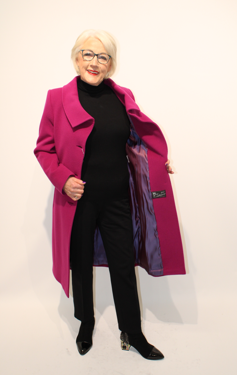 Shawl Collar Coat - Magenta