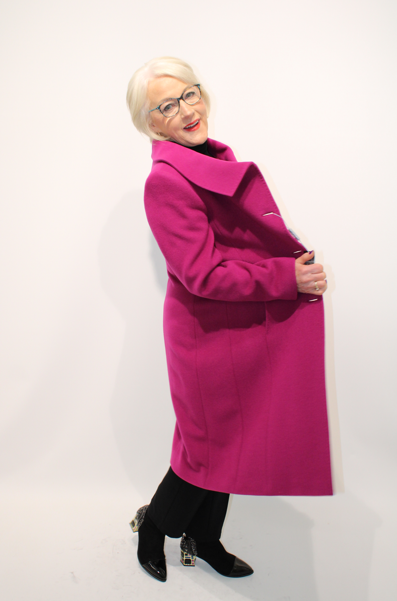 Shawl Collar Coat - Magenta
