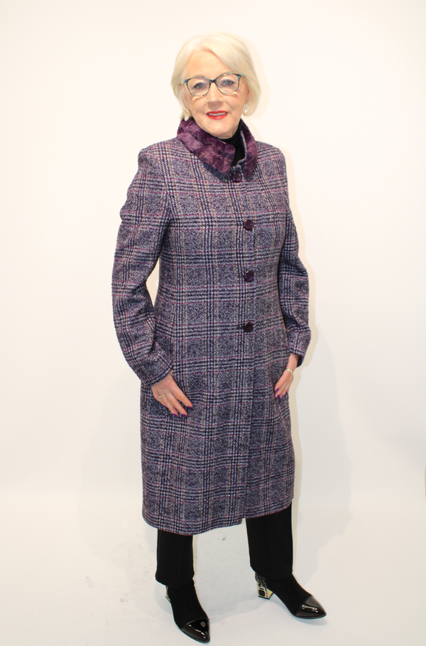 Fur Detail Coat - Purple