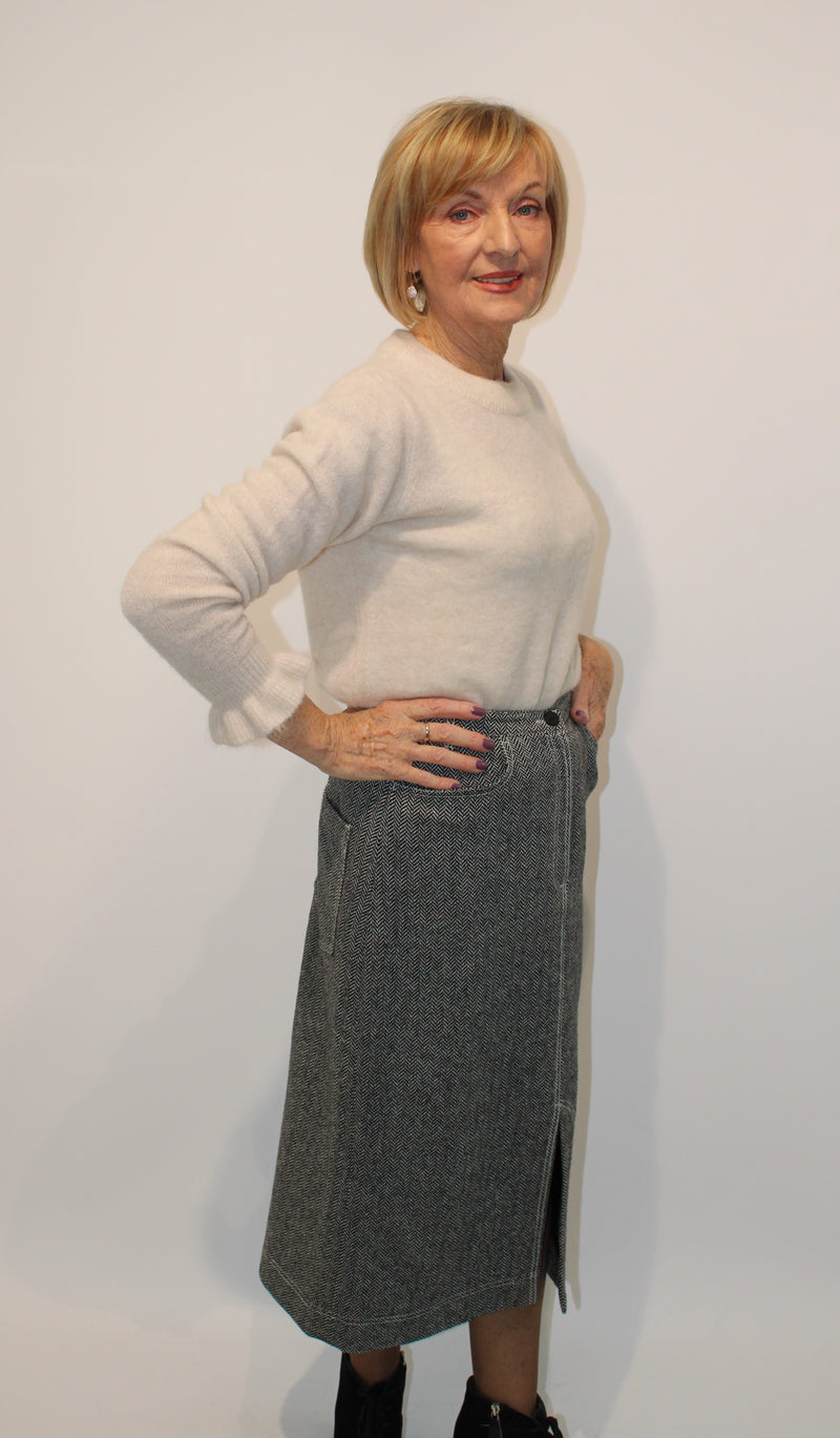 Herringbone Skirt - Black/grey