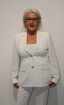 Pinstripe Blazer - White