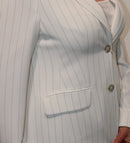 Pinstripe Blazer - White