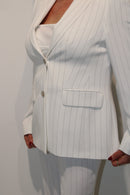 Pinstripe Blazer - White