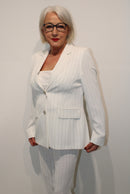 Pinstripe Blazer - White