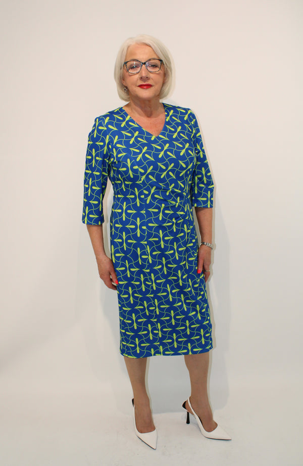 Ditsy Dress - Lime/royal
